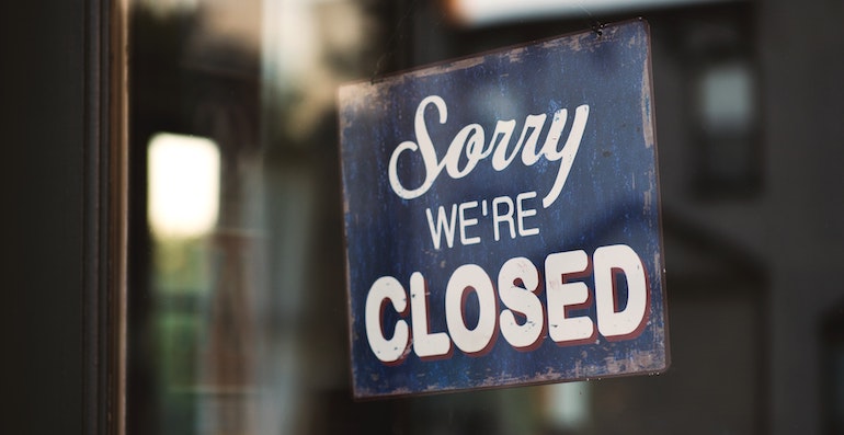 Sorry we are closed sign